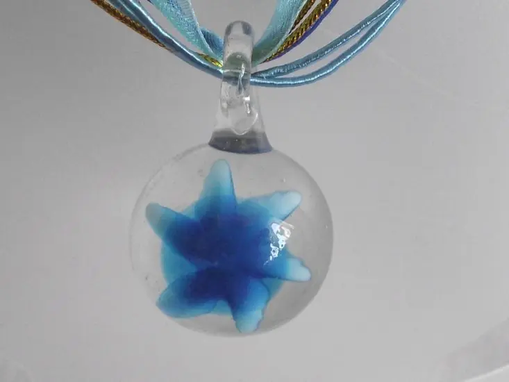 Ketting met glashanger - Blauw