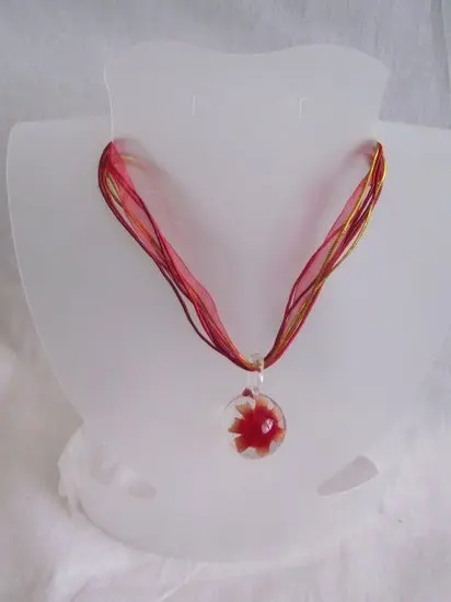 Ketting met glashanger - Rood