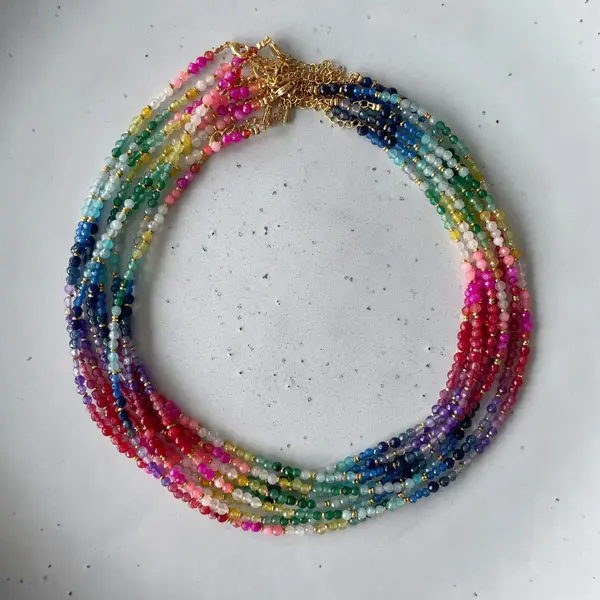 Ketting Rainbow facet jade