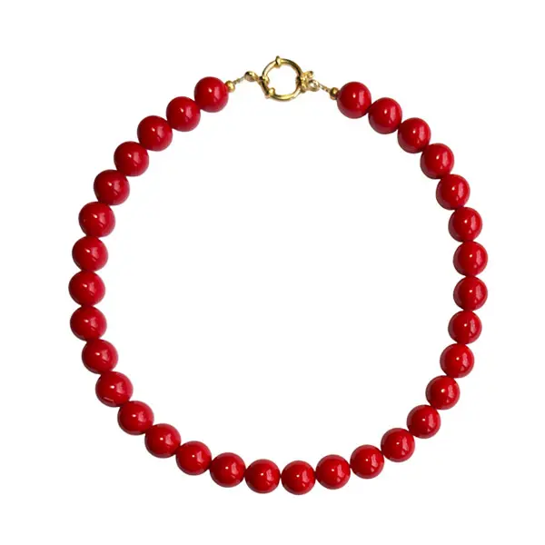 Ketting Red jade kralen 12 mm
