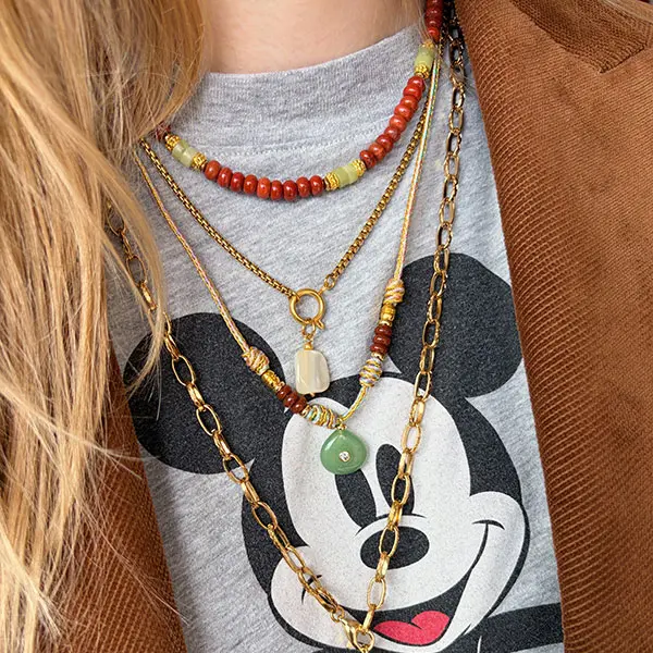 Ketting Red stone Rondelle