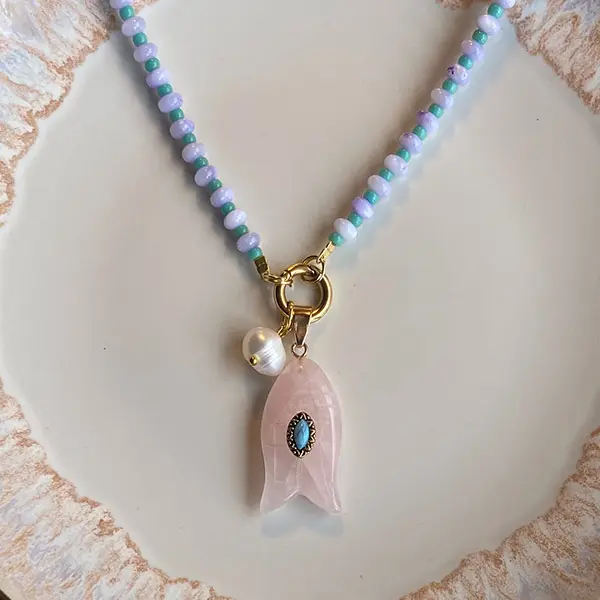 Ketting Schelp Lila zeegroen