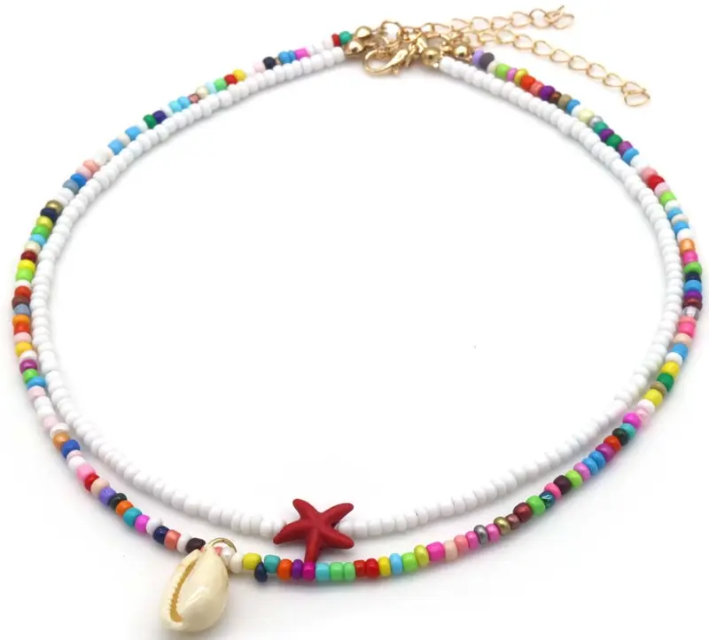 Ketting Set Wit/Multicolor met Zeester en Schelp