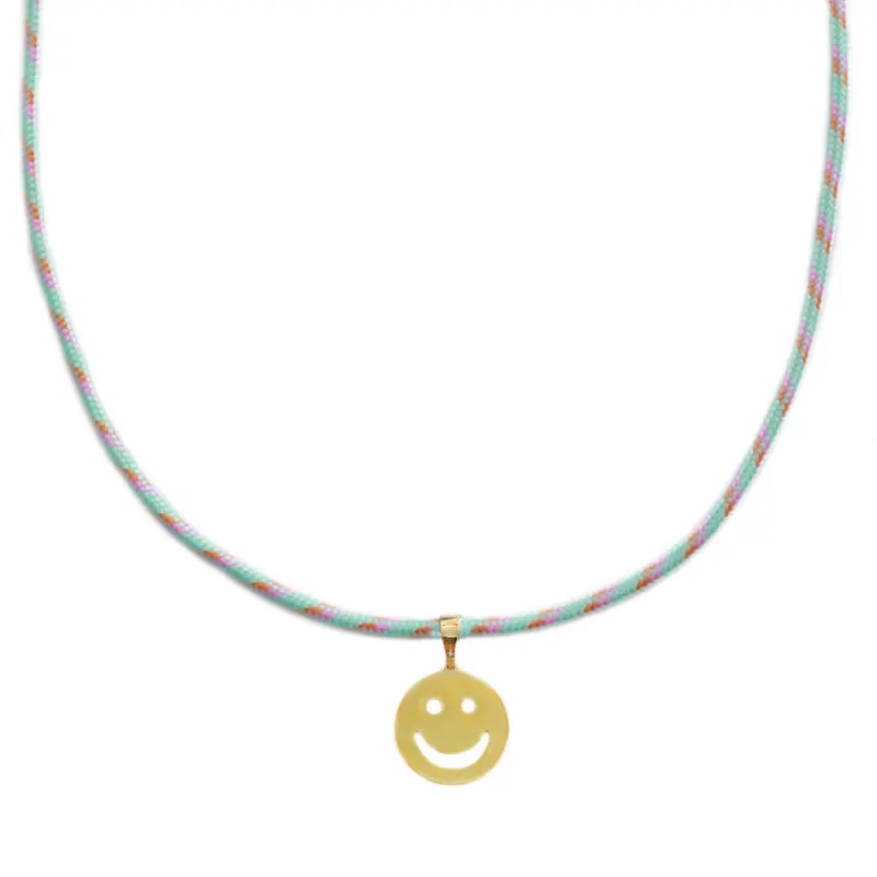 Ketting summer smiley mint gold