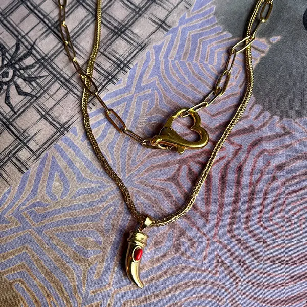 Ketting Tand goud Rood