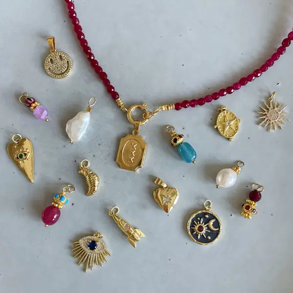 Ketting Vintage pink Agate goud