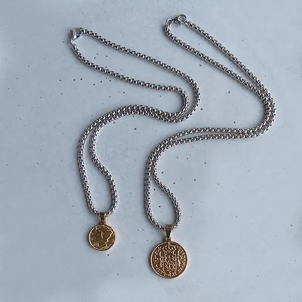 Ketting Zilver Snake Munt goud