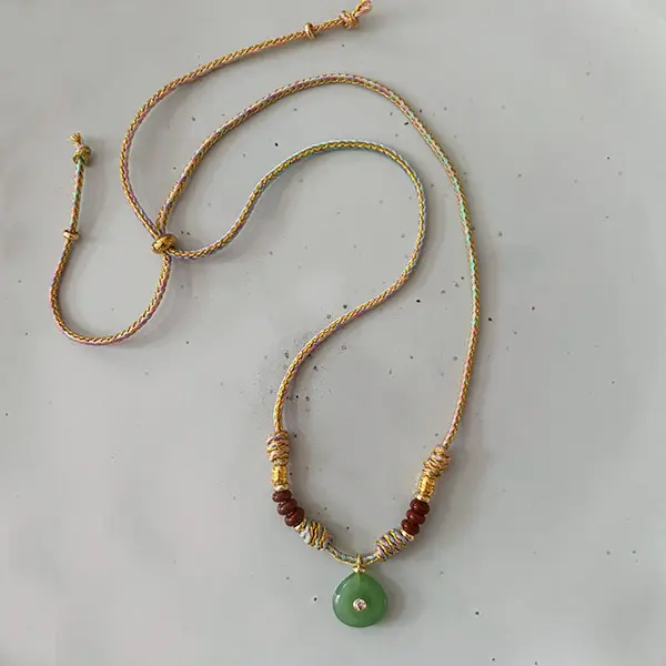 Koord ketting Jade green brown