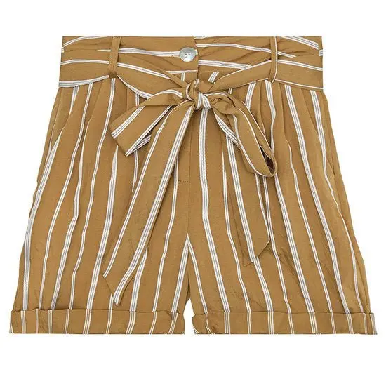 Korte broek stripes - Camel Maat M