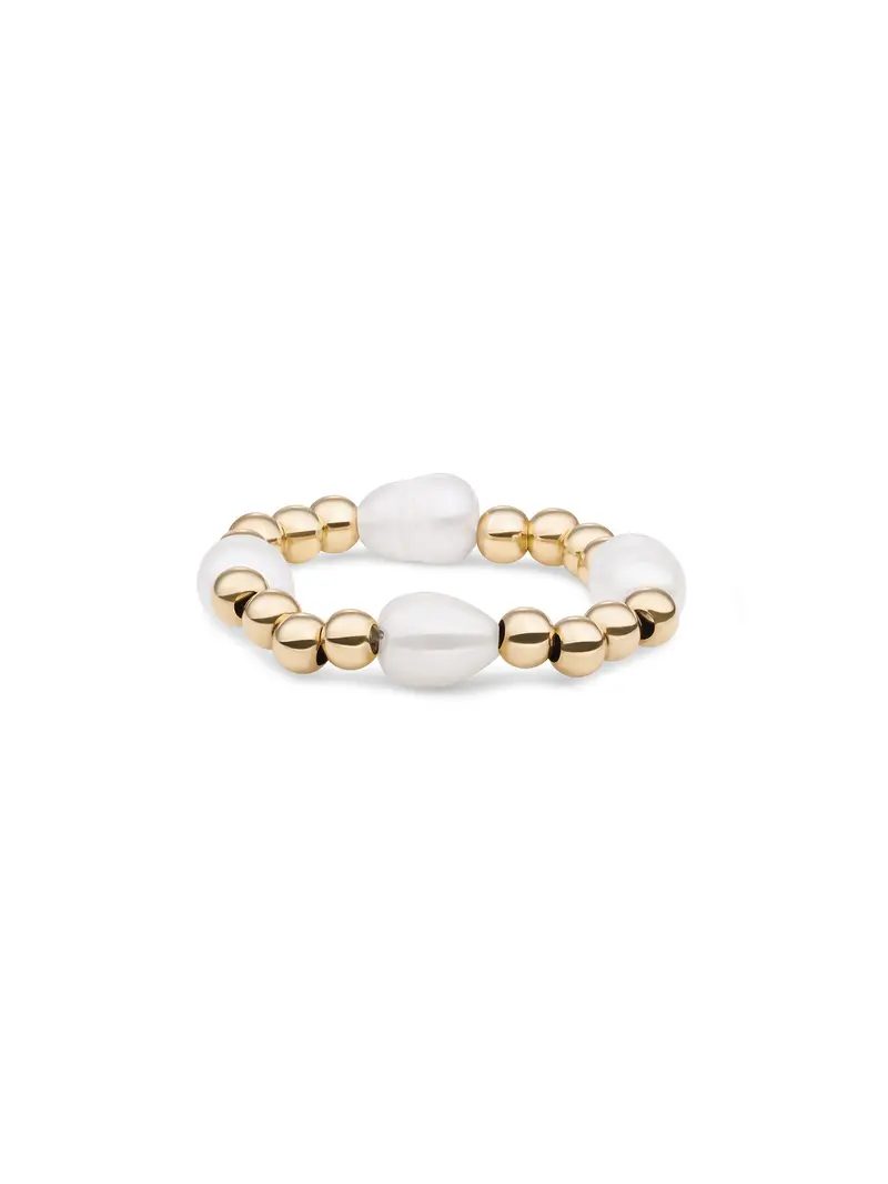 Kralen Ring Facet Roundel Pearl