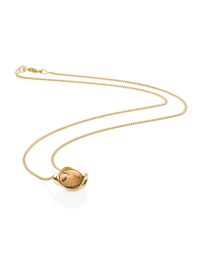 Landscape Jasper Flow Curb Ketting Set Goud