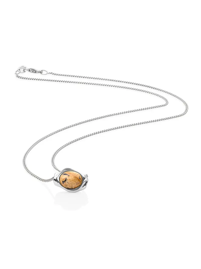 Landscape Jasper Flow Curb Ketting Set Zilver