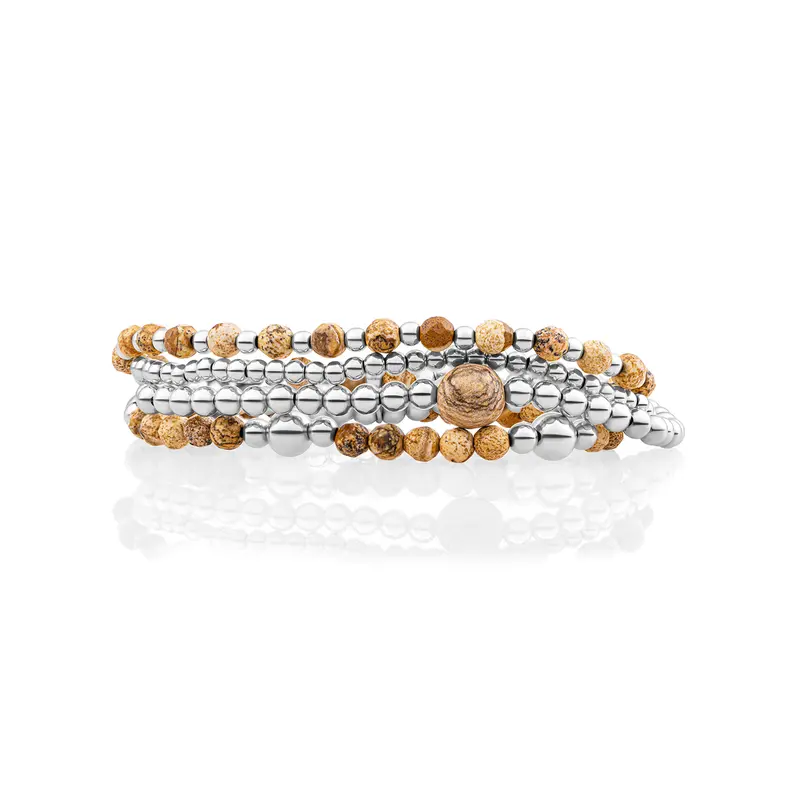 Landscape Jasper Interstellar Core Armbanden Set Zilver