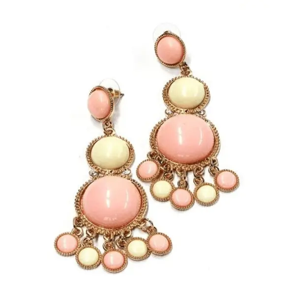 Lange oorbellen roze/wit