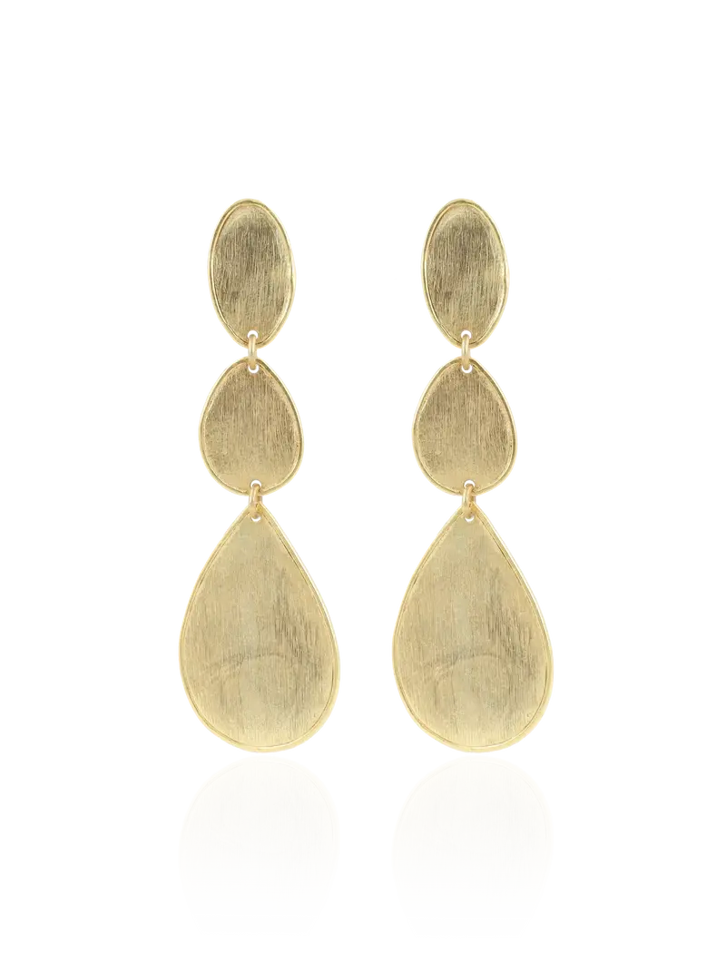 Lott Gouden Oorbellen Stone Shape Drop Triple