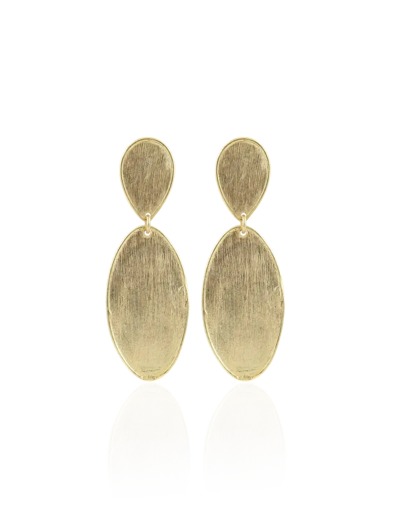 Lott Gouden Oorbellen Stone Shape Oval Double