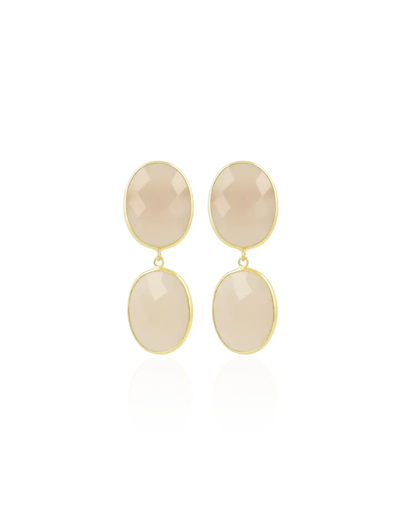 Lott Oorbellen Double Drop M - Warm Beige