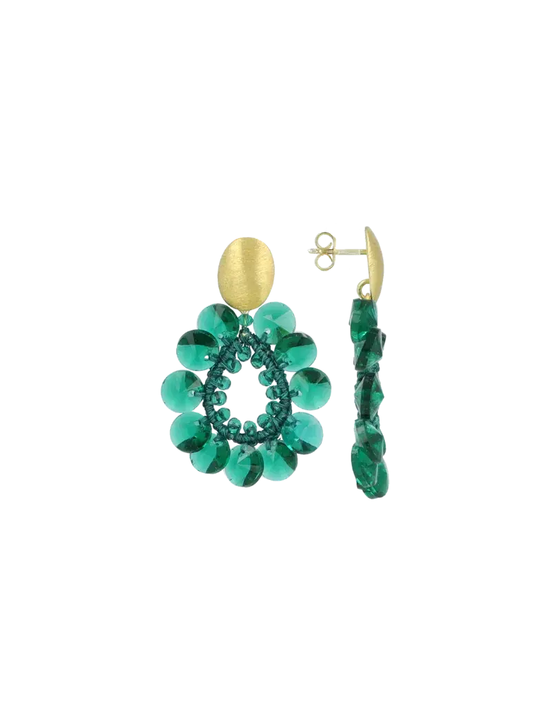 Lott Oorbellen Flower Drop Element - Emerald