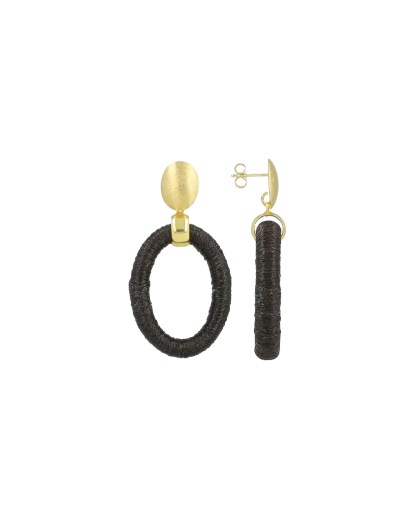 Lott Oorbellen Oval with Bead Threated S - Nutshell