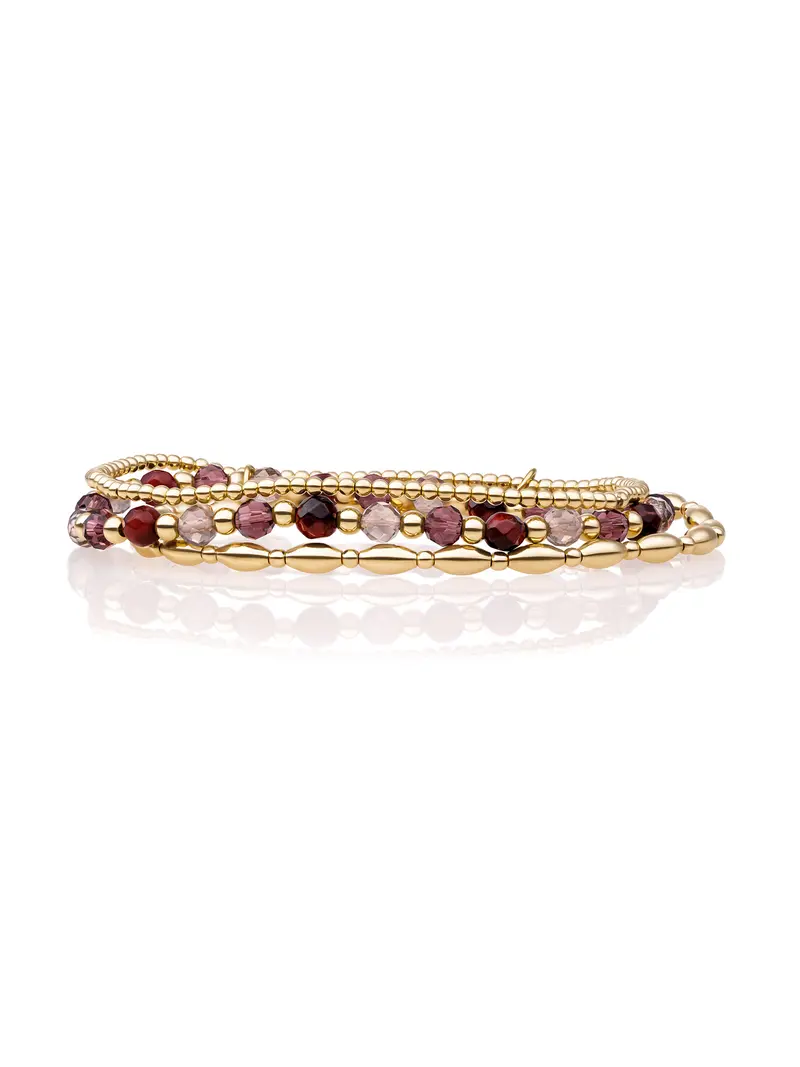 Multi Gem Rice Mix Armbanden Set Goud