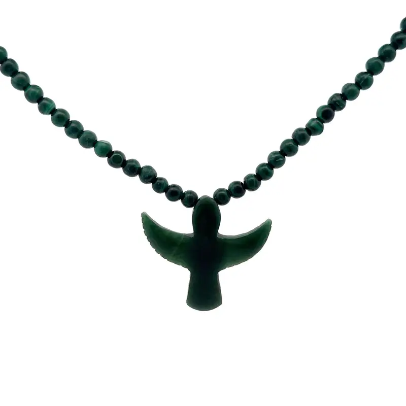 Necklace bird green goldplated