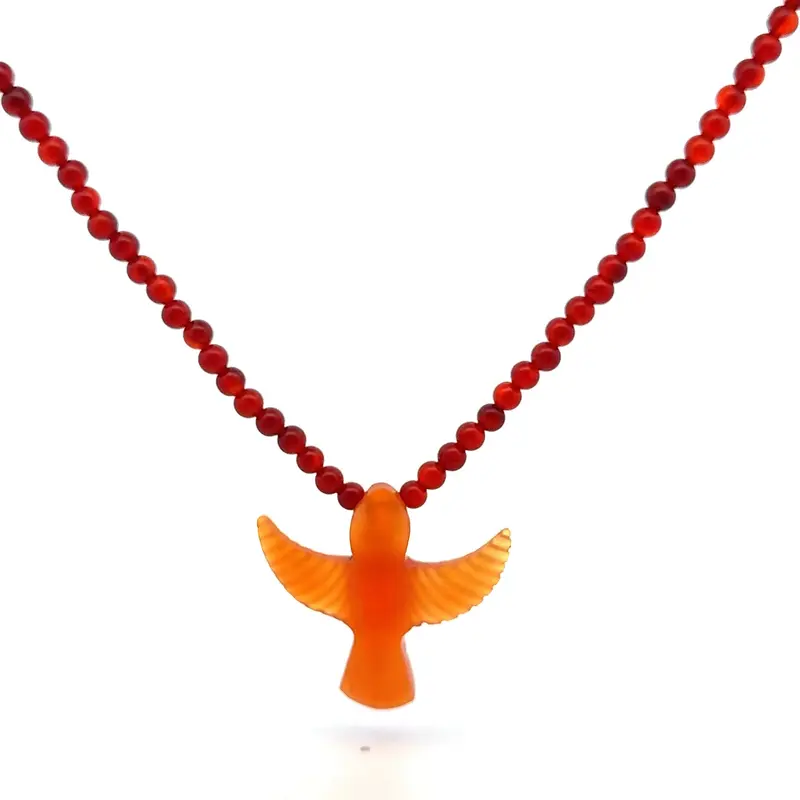 Necklace bird red goldplated
