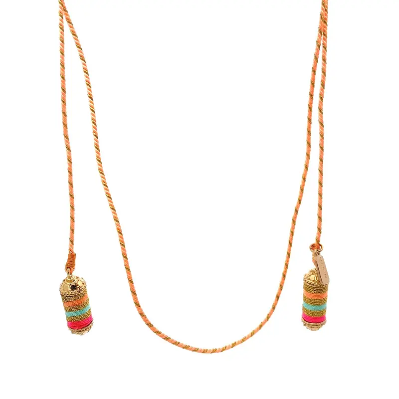 Necklace bus luck charm multi peach goldplated