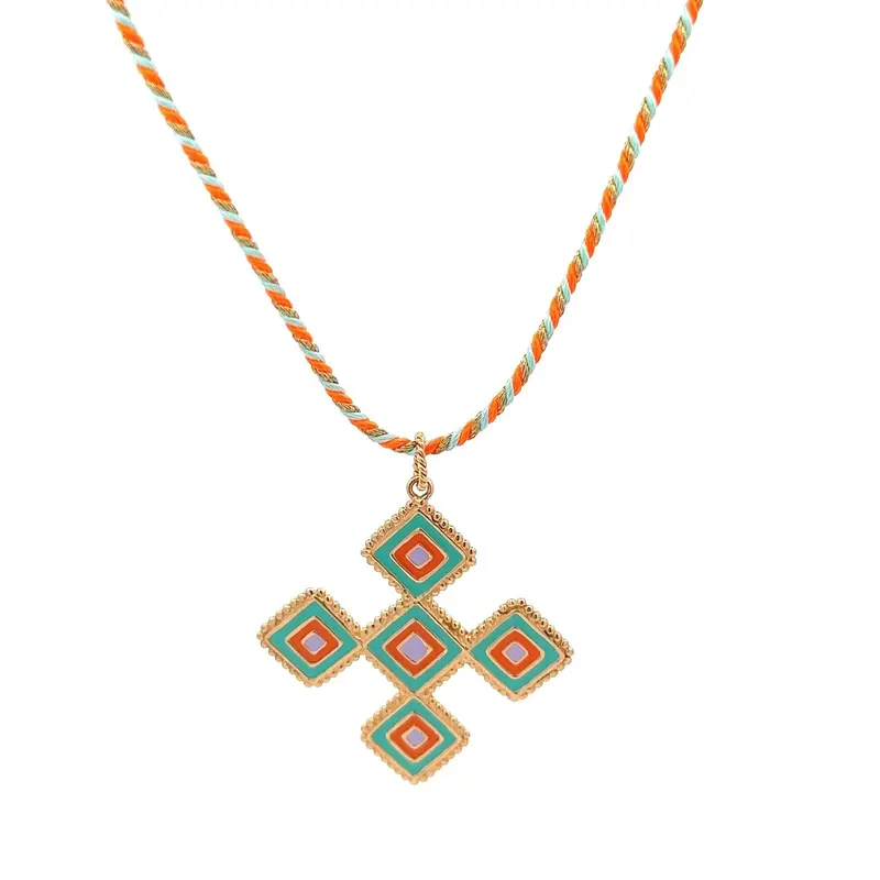 Necklace cross color goldplated