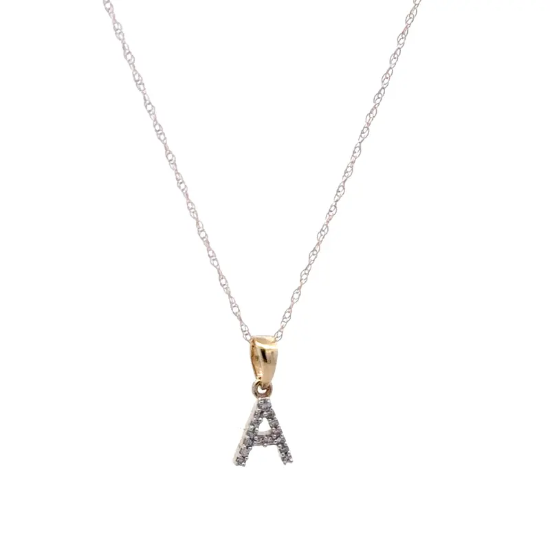 Necklace diamond letter 10k gold