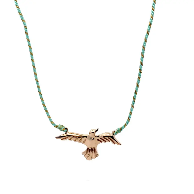 Necklace freedom bird turquoise goldplated