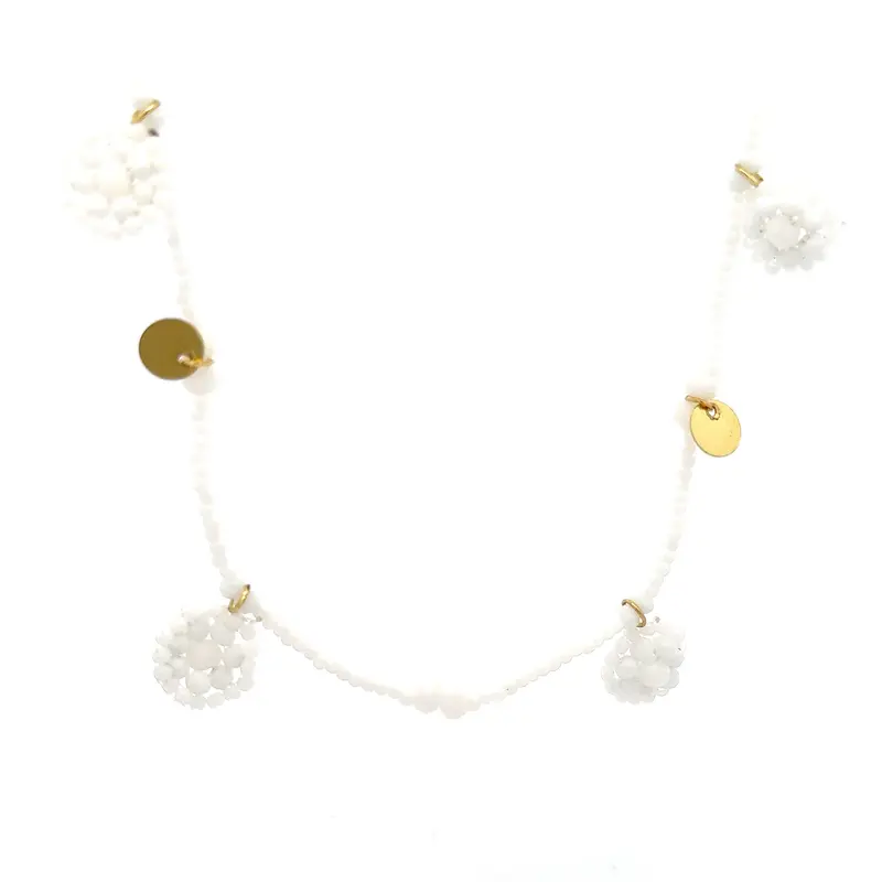 Necklace happy flowers white