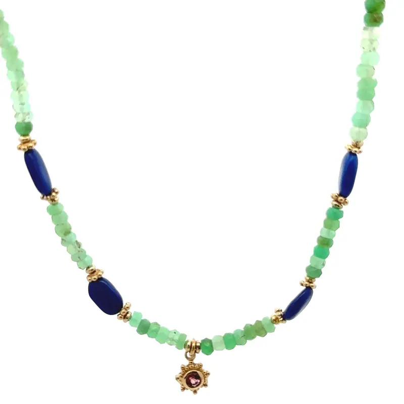 Necklace stone green blue