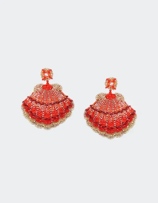 Olivia Dar Roze Oorbellen Seashell Red