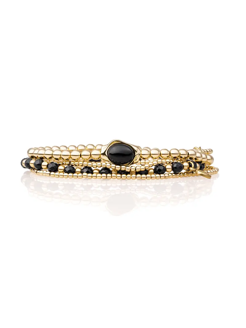 Onyx Flow Saturn Armbanden Set Goud