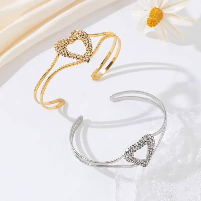 Open strass love bangle