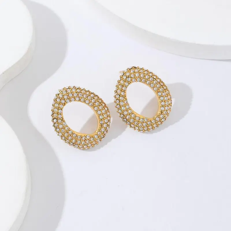 Open strass studs oorbellen