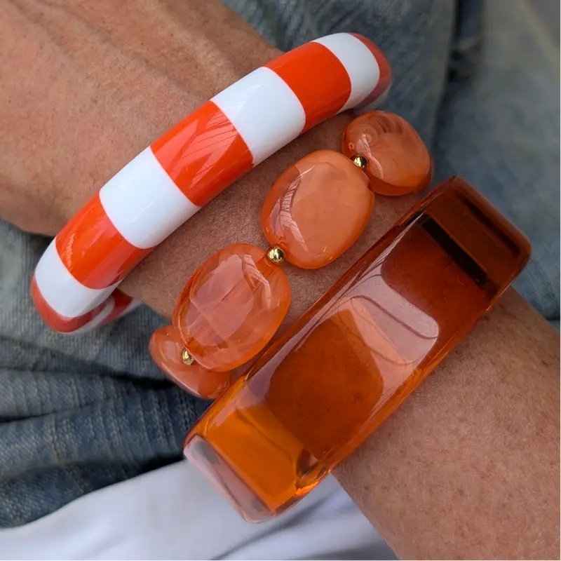 Oranje chunky retro bangle armband