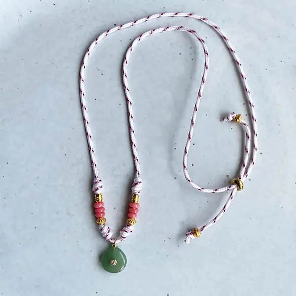 Paracord ketting Jade roze wit
