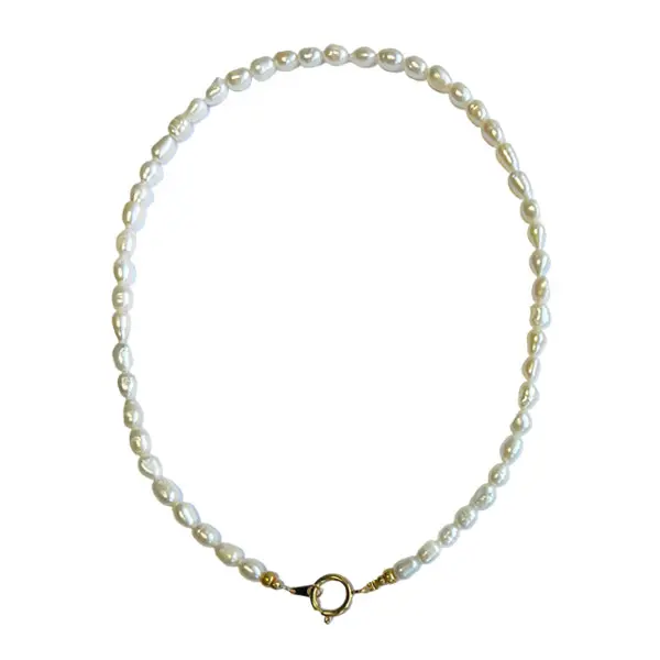 Parelketting wit boeislot goud