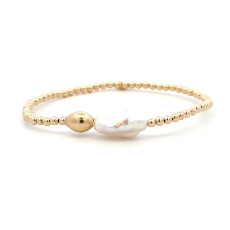 Pearl oval gold coloured