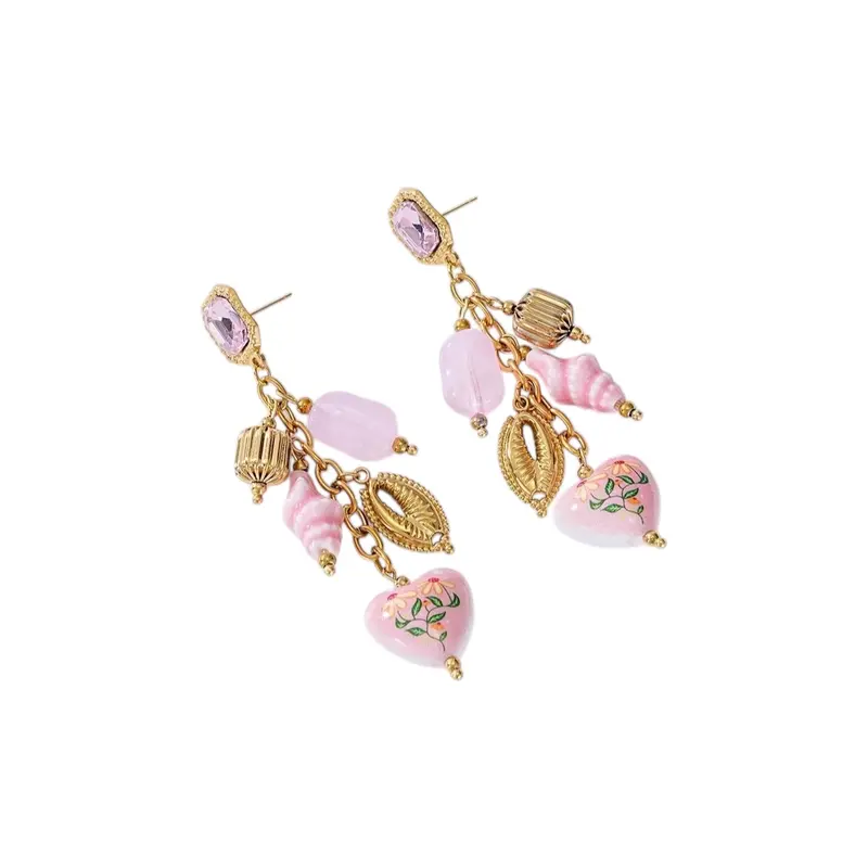 Queens flower statement oorbellen roze