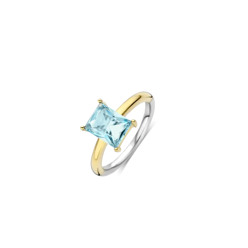 Rectangular Zirkonia Ring Licht Blauw