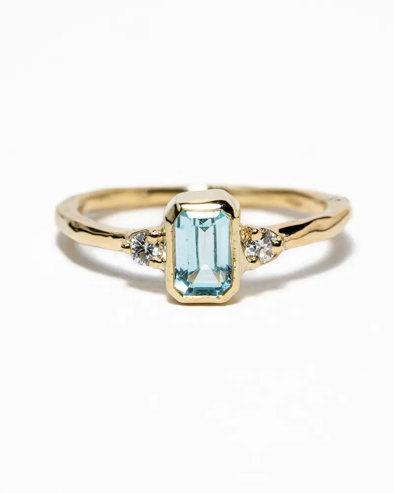 Ring Amber met aquamarijn
