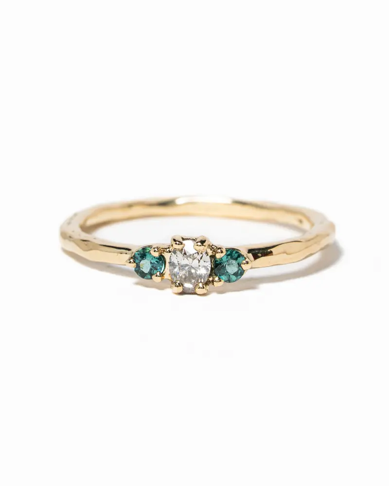 Ring Amber met diamant en toermalijn
