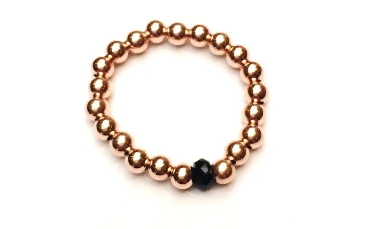 Ring black rose-gold coloured