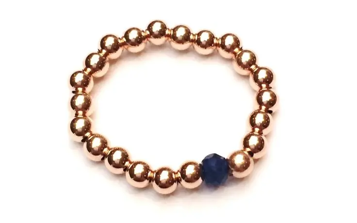 Ring blue rose-gold coloured