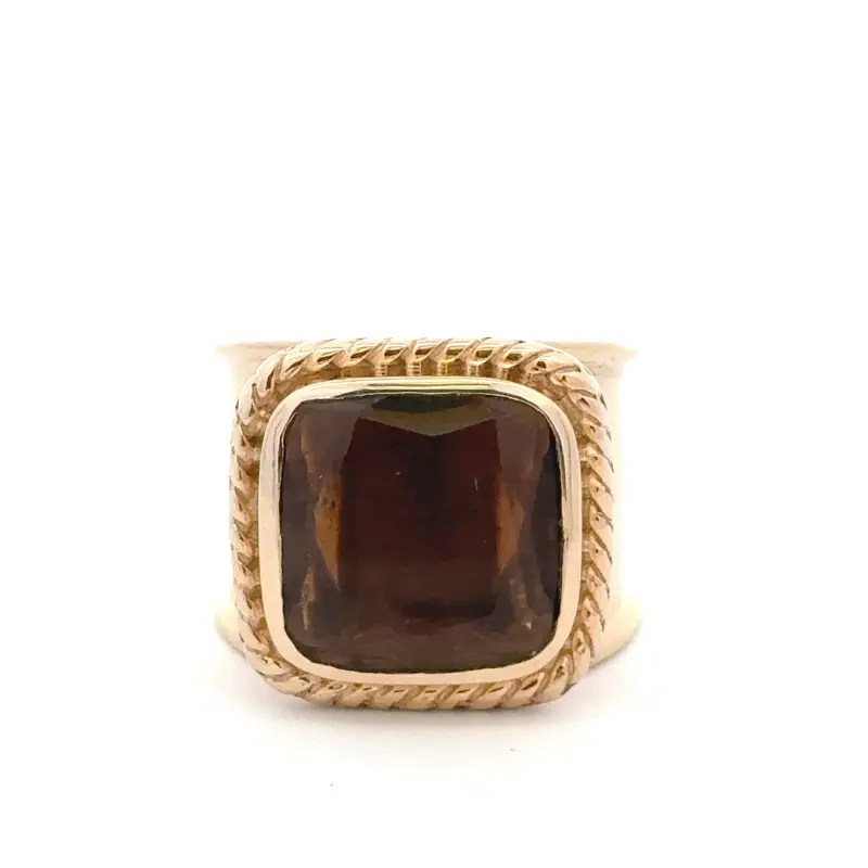 Ring flat cushion brown goldplated