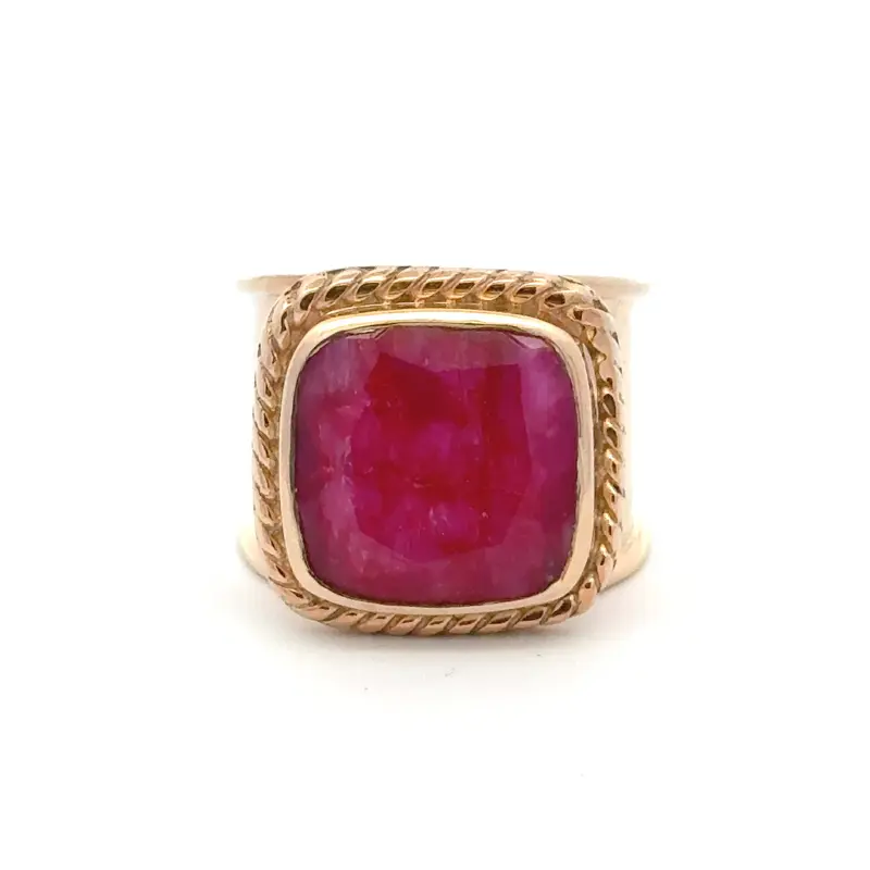 Ring flat cushion fuchsia goldplated