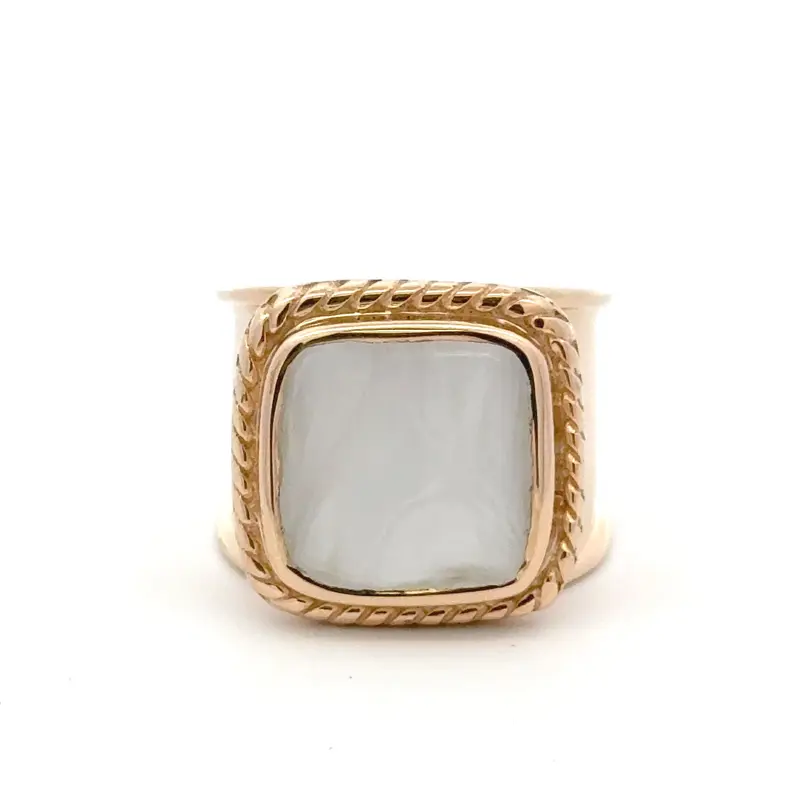 Ring flat cushion pearl goldplated
