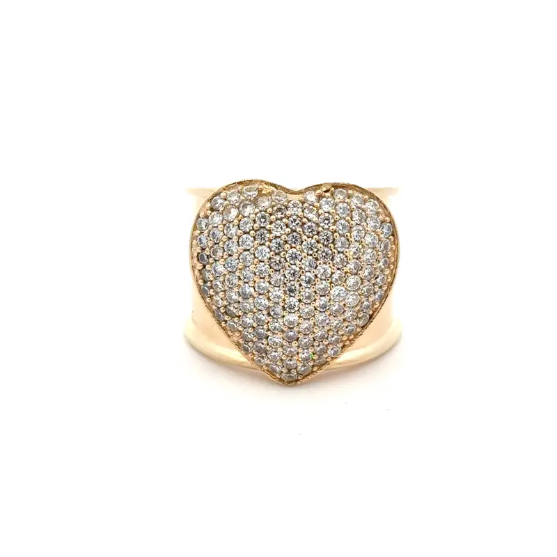 Ring flat heart cc goldplated